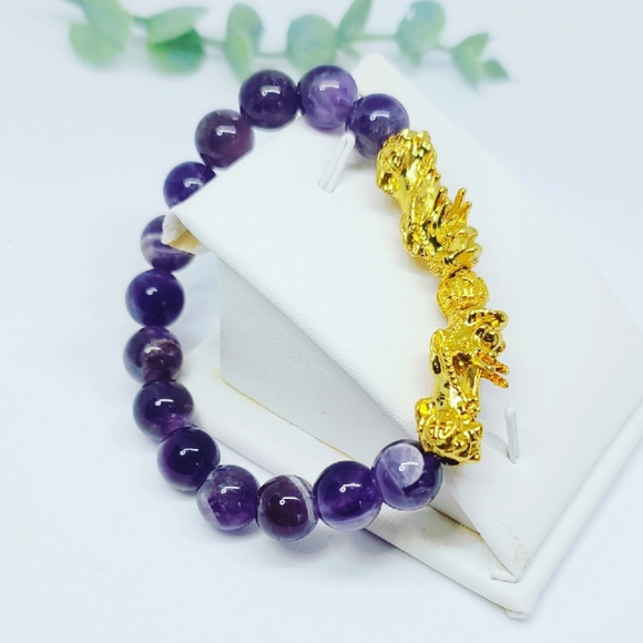 Double Pixiu Amethyst bracelet/ 10mm - Picture 1 of 4